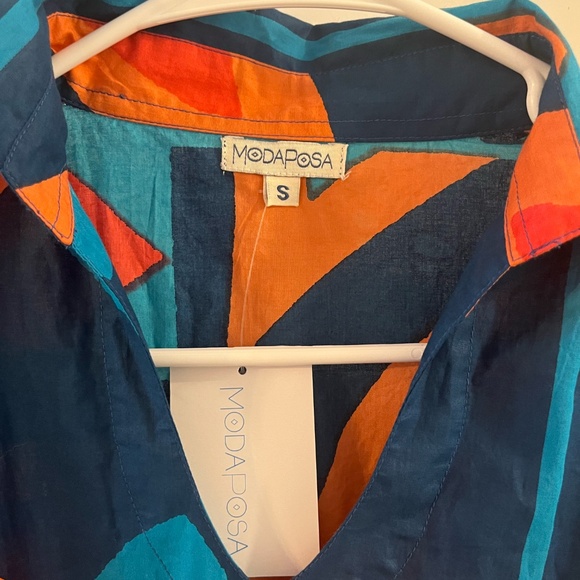 NWT MODAPOSA Cadenza Dress in Moroccan Picturesque Small 100% Cotton Sundress - Picture 4 of 12